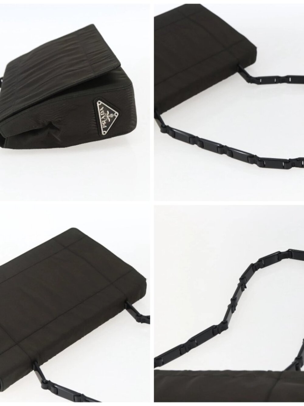 PRADA Shoulder Bag Nylon Leather Khaki Auth 173639 - Picture 11 of 12